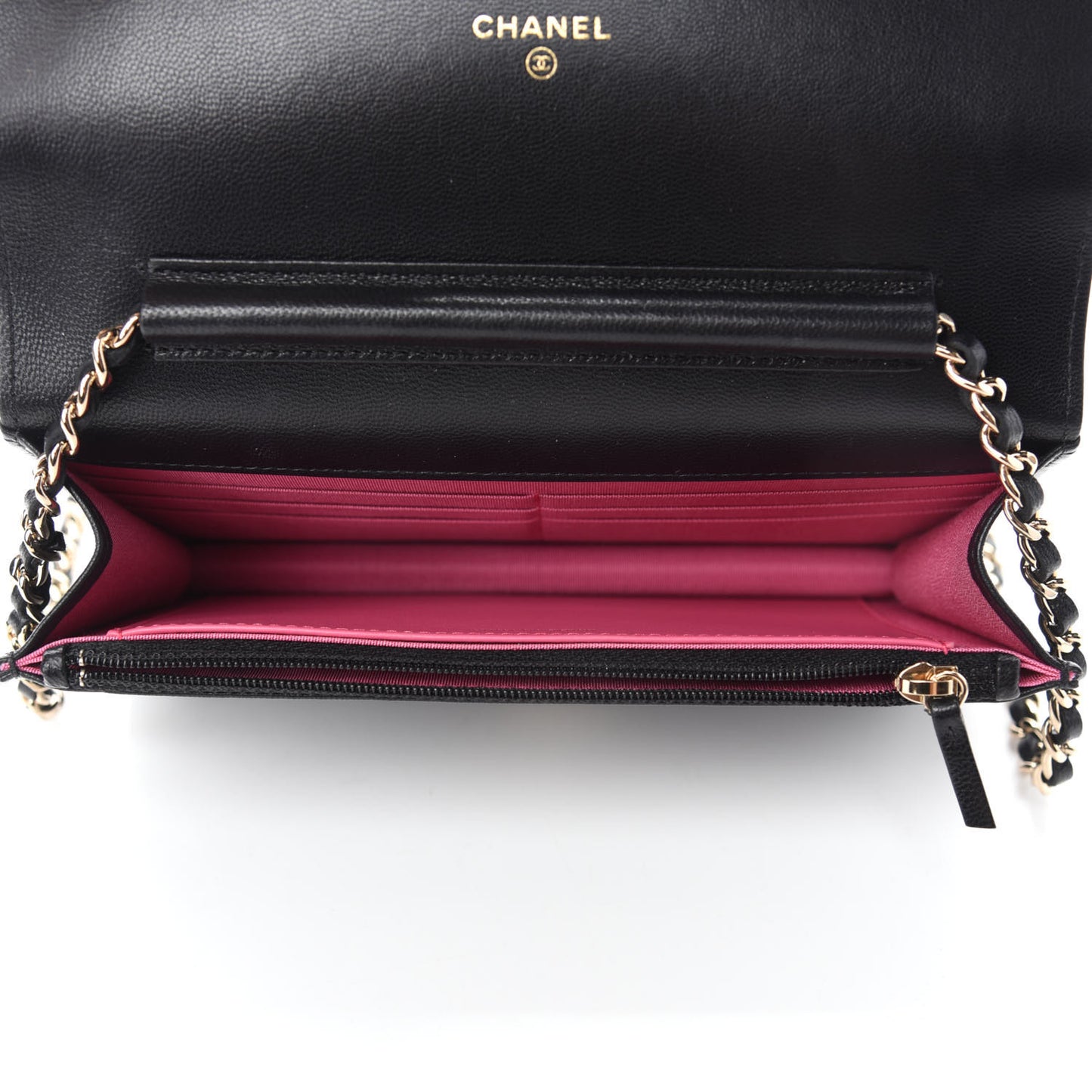 Goatskin Quilted Timeless CC Wallet On Chain WOC Black