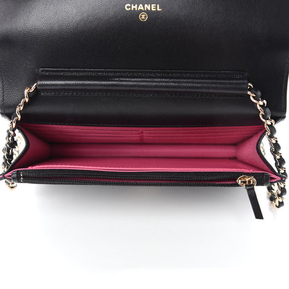 Chanel Goatskin Quilted Timeless CC Wallet On Chain WOC Black 5 of 12