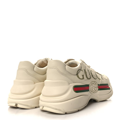 Gucci Calfskin Logo Womens Rhyton Sneakers 37.5 Ivory 4 of 9