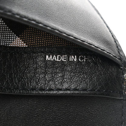 Burberry Signature Grain Calfskin Check Embossed Zip Wallet Black 10 of 11