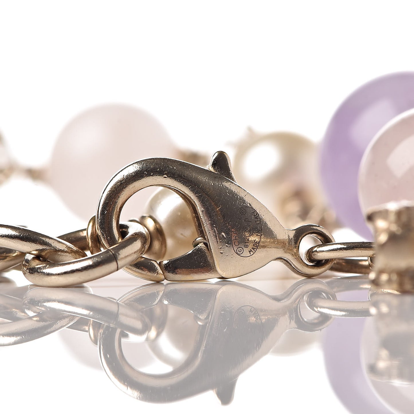Pearl Beaded Crystal Star CC Bracelet Purple Gold