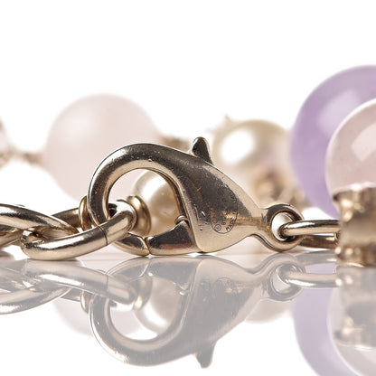 Chanel Pearl Beaded Crystal Star CC Bracelet Purple Gold 5 of 6