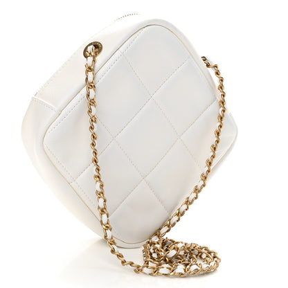Chanel Lambskin Quilted Diamond Clutch With Chain White 3 of 12