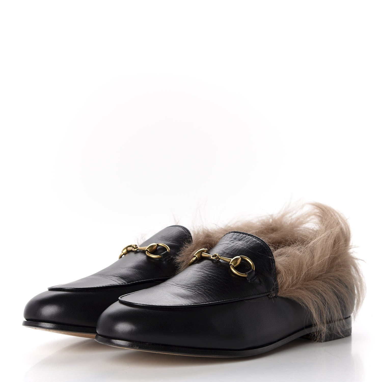 Gucci Malaga Kid Fur Womens Jordaan Loafers 37 Black Natural 3 of 7