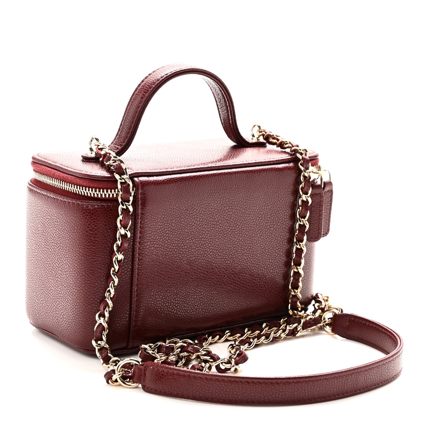 Chanel Caviar Quilted Top Handle Pocket Vanity Case Burgundy 3 of 11