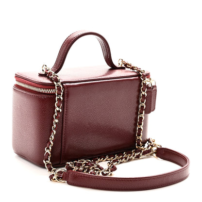 Chanel Caviar Quilted Top Handle Pocket Vanity Case Burgundy 3 of 11