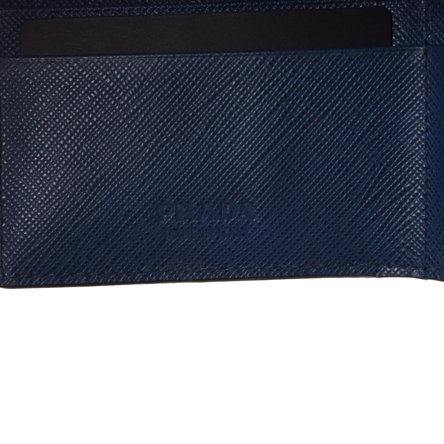 Prada Saffiano Metal Bi-Fold Wallet Bleuette 6 of 6