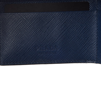 Prada Saffiano Metal Bi-Fold Wallet Bleuette 6 of 6