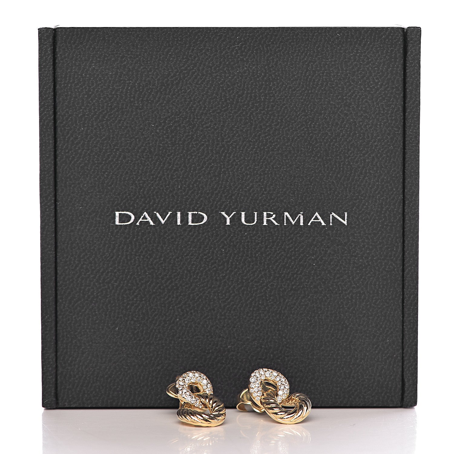 David Yurman 18K Yellow Gold Diamond Extra Small Belmont Curb Link Drop Earrings 5 of 5