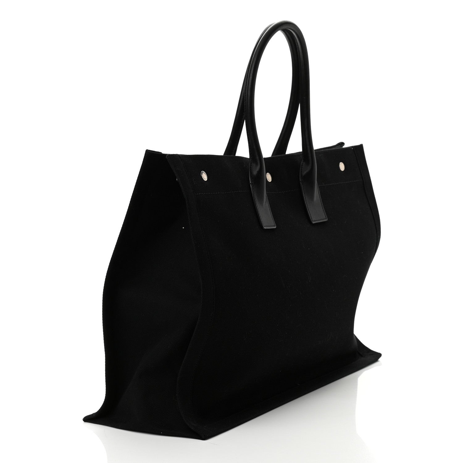 Saint Laurent Linen Calfskin Rive Gauche Tote Black 3 of 10