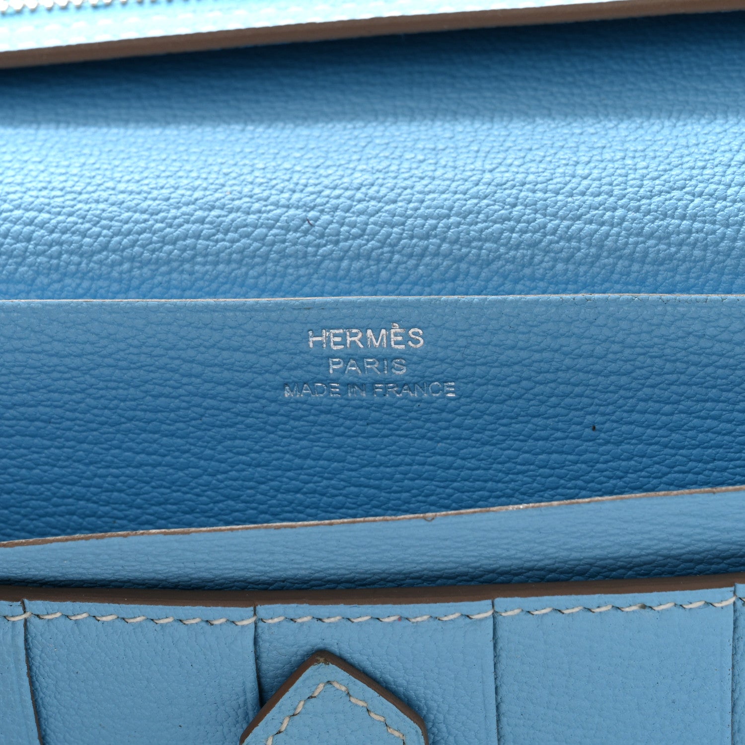 Hermes Chevre Mysore Bearn Gusset Wallet Celeste 6 of 7