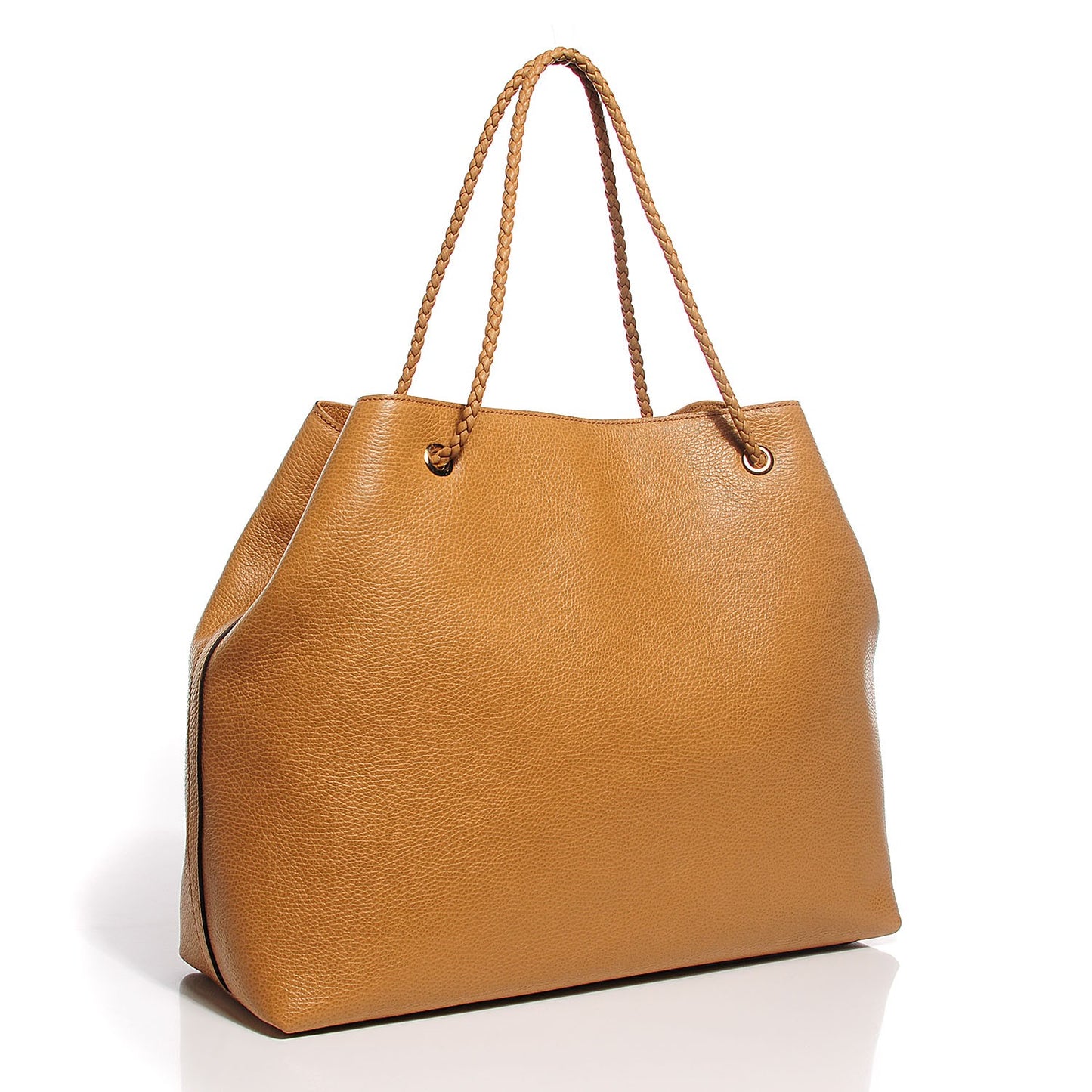 Calfskin Large Gifford Braided Handle Tote Camel