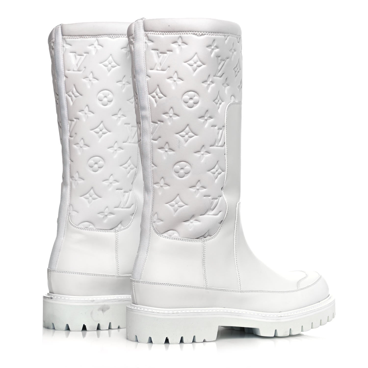 Louis Vuitton Calfskin Monogram Embossed Neoprene Mens Landscape Ankle Boots 7.5 White 4 of 15