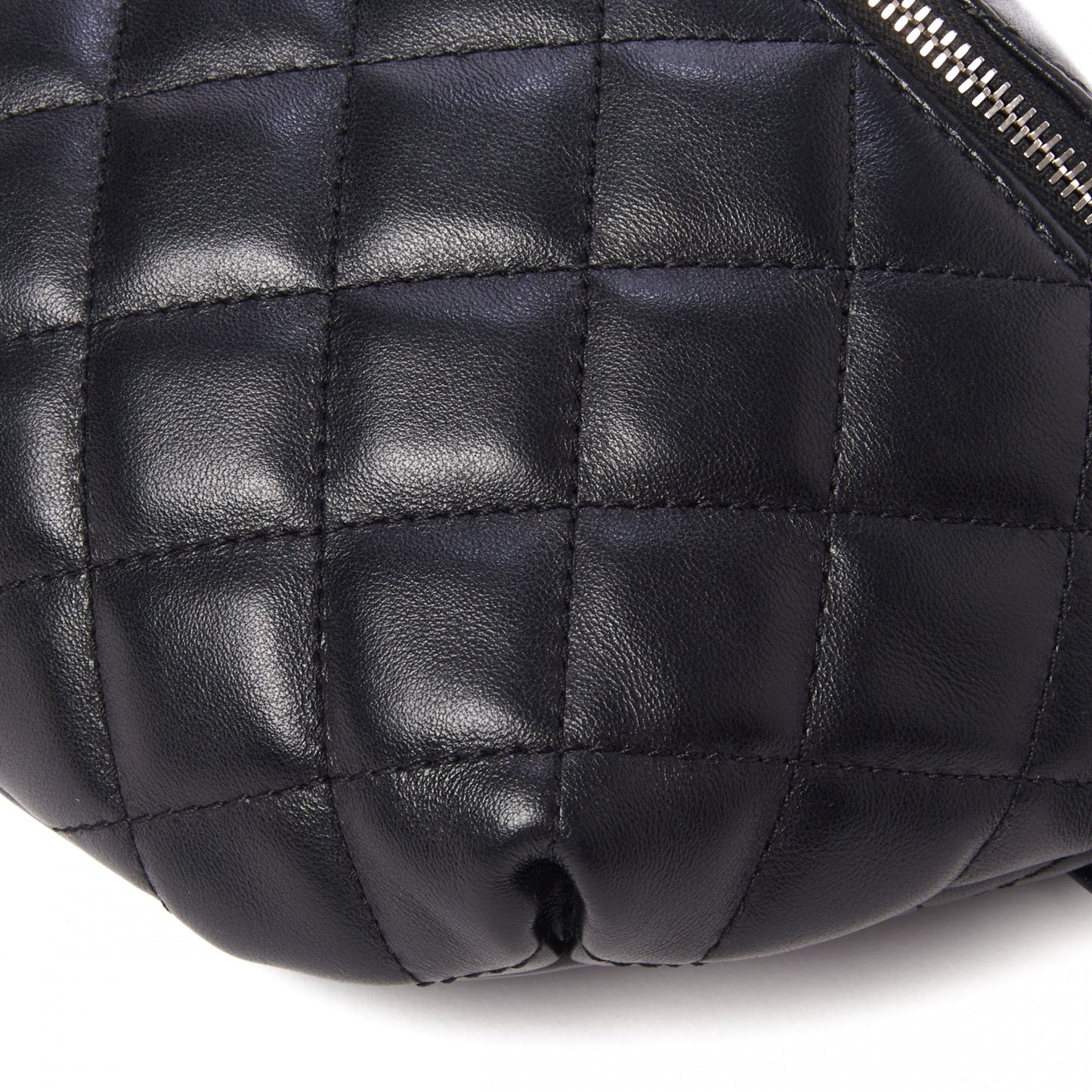 Calfskin Quilted Waist Belt Bag Black