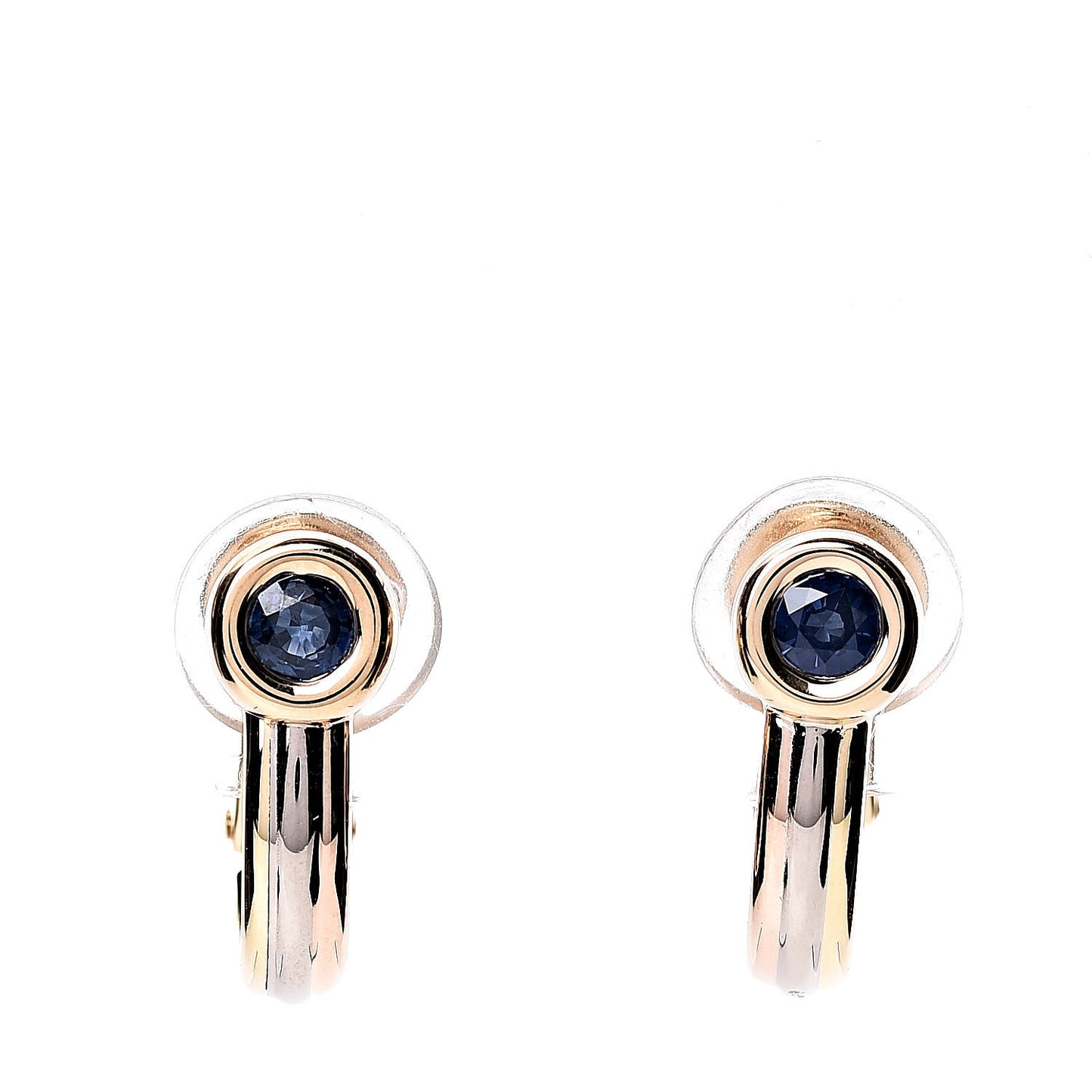 18K Yellow White Pink Gold Blue Sapphire C De Clip-On Earrings