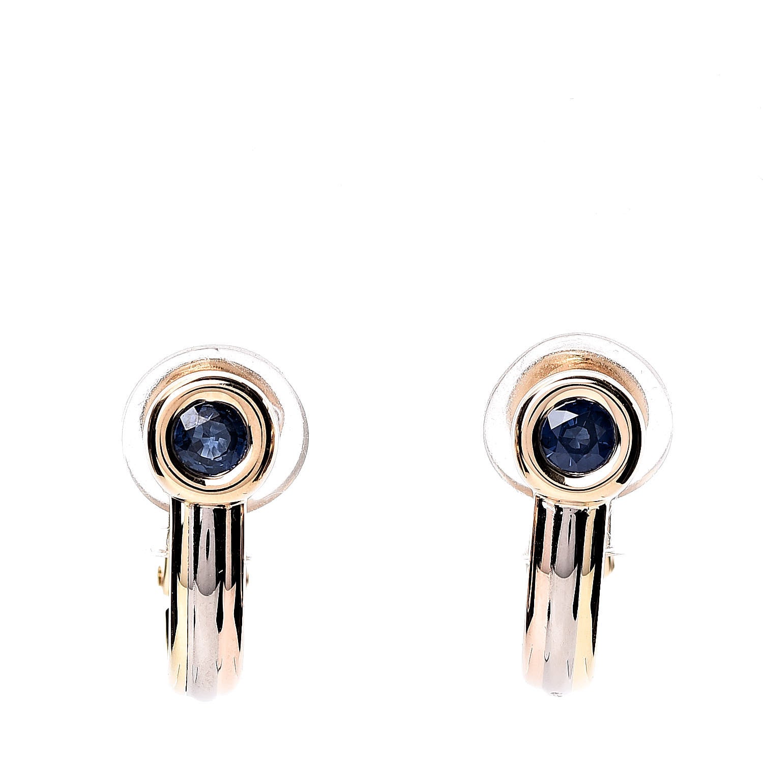 Cartier 18K Yellow White Pink Gold Blue Sapphire C De Clip-On Earrings 1 of 5