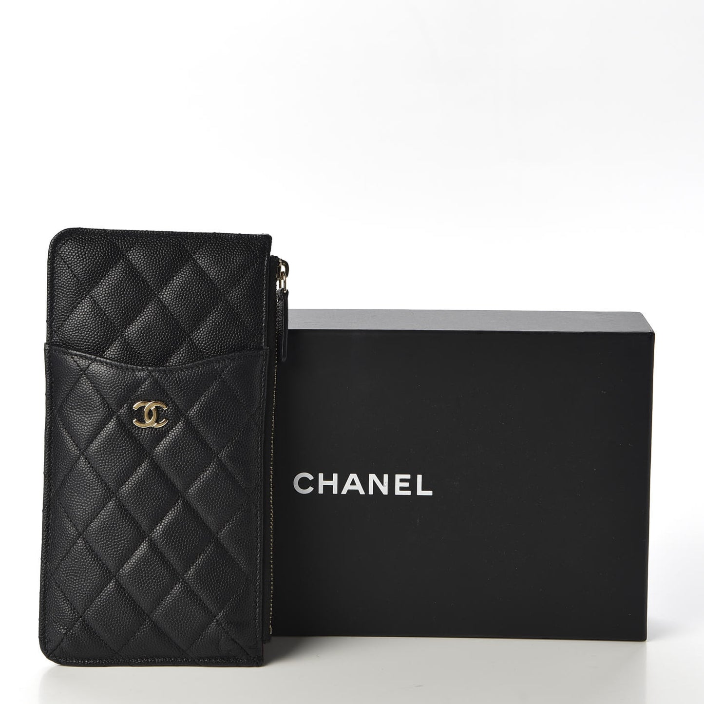 Caviar Quilted Classic Flat Wallet Pouch Black