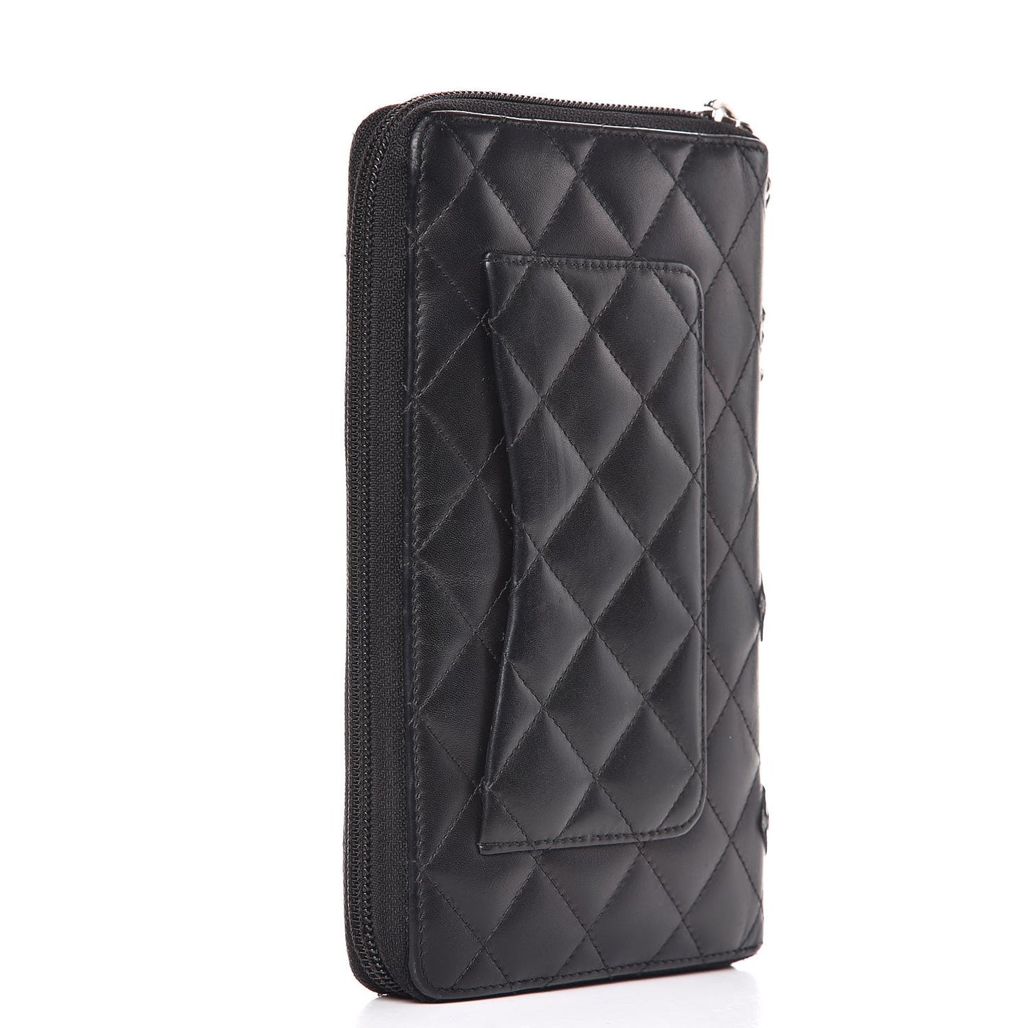 Calfskin Cambon Zip Around Organizer Wallet Black
