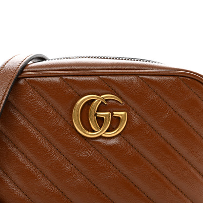 Gucci Glazed Calfskin Matelasse Diagonal Mini GG Marmont Chain Shoulder Bag Cuir 5 of 10