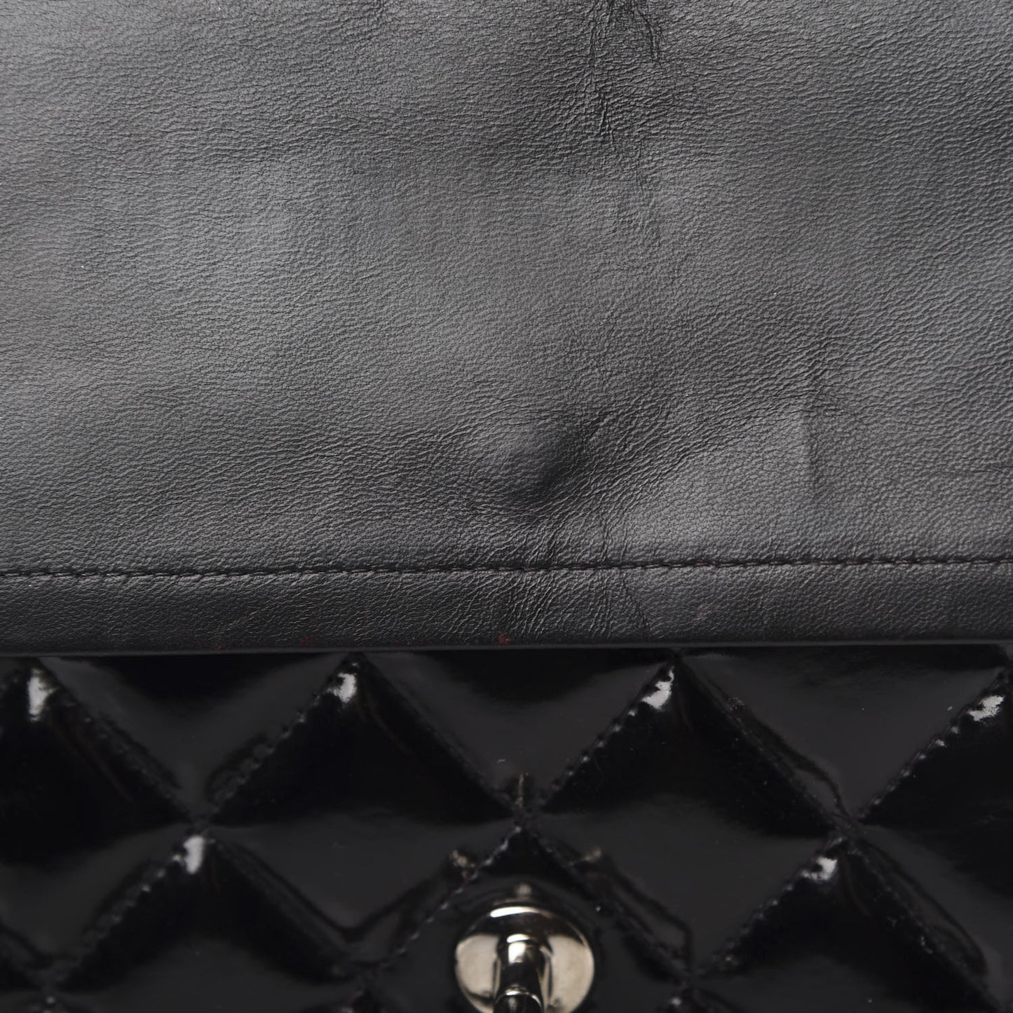 Patent Quilted Jumbo Double Flap Black