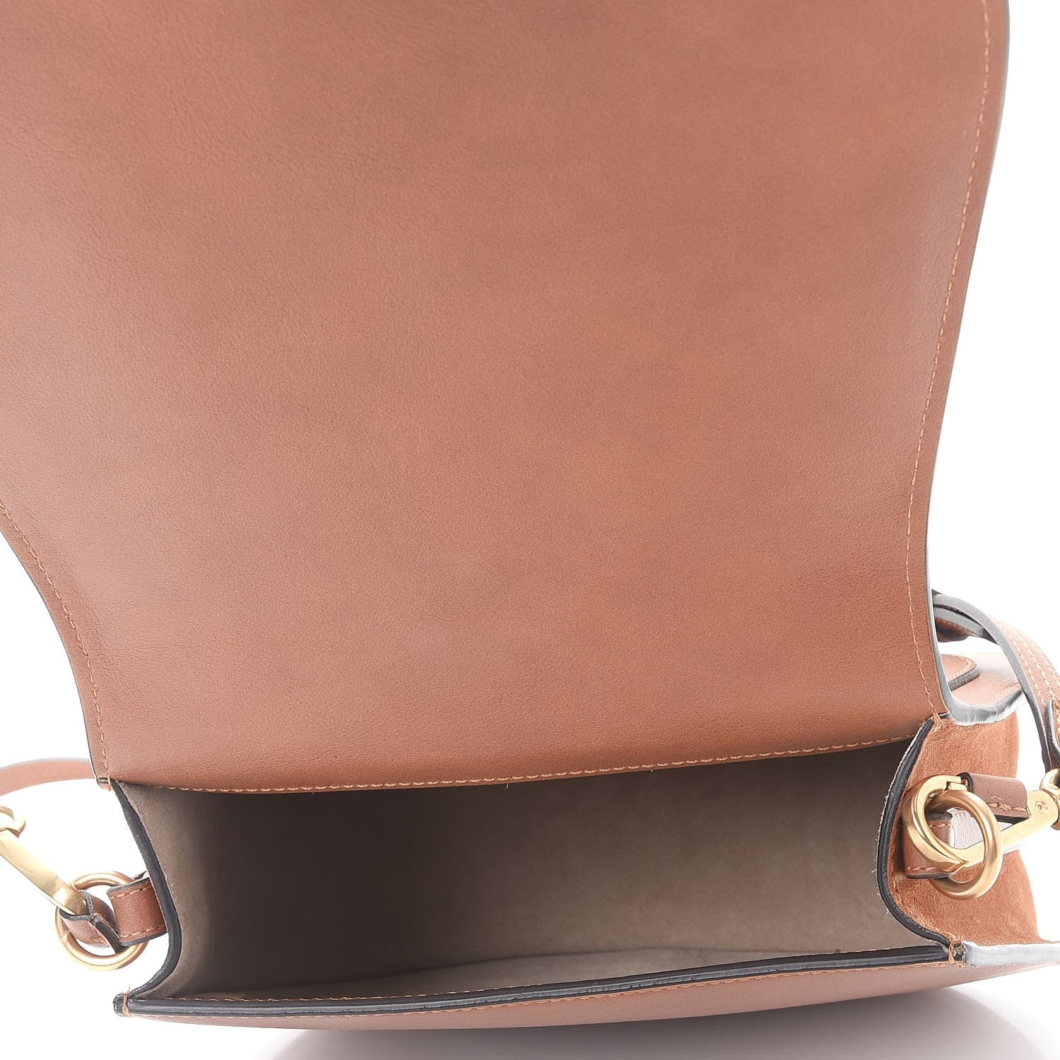 Chloe Calfskin Suede Medium Nile Bracelet Bag Caramel 6 of 8