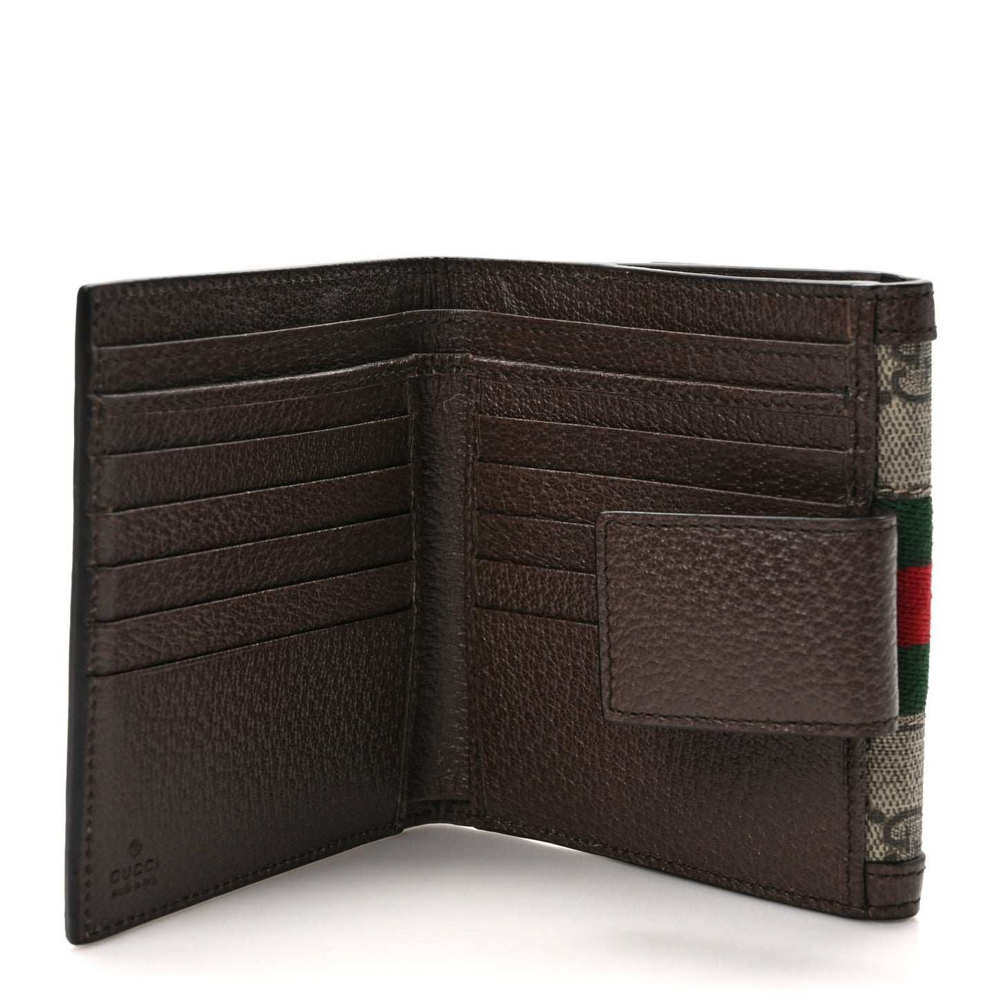 GG Supreme Monogram Web Ophidia French Flap Wallet Beige New Acero