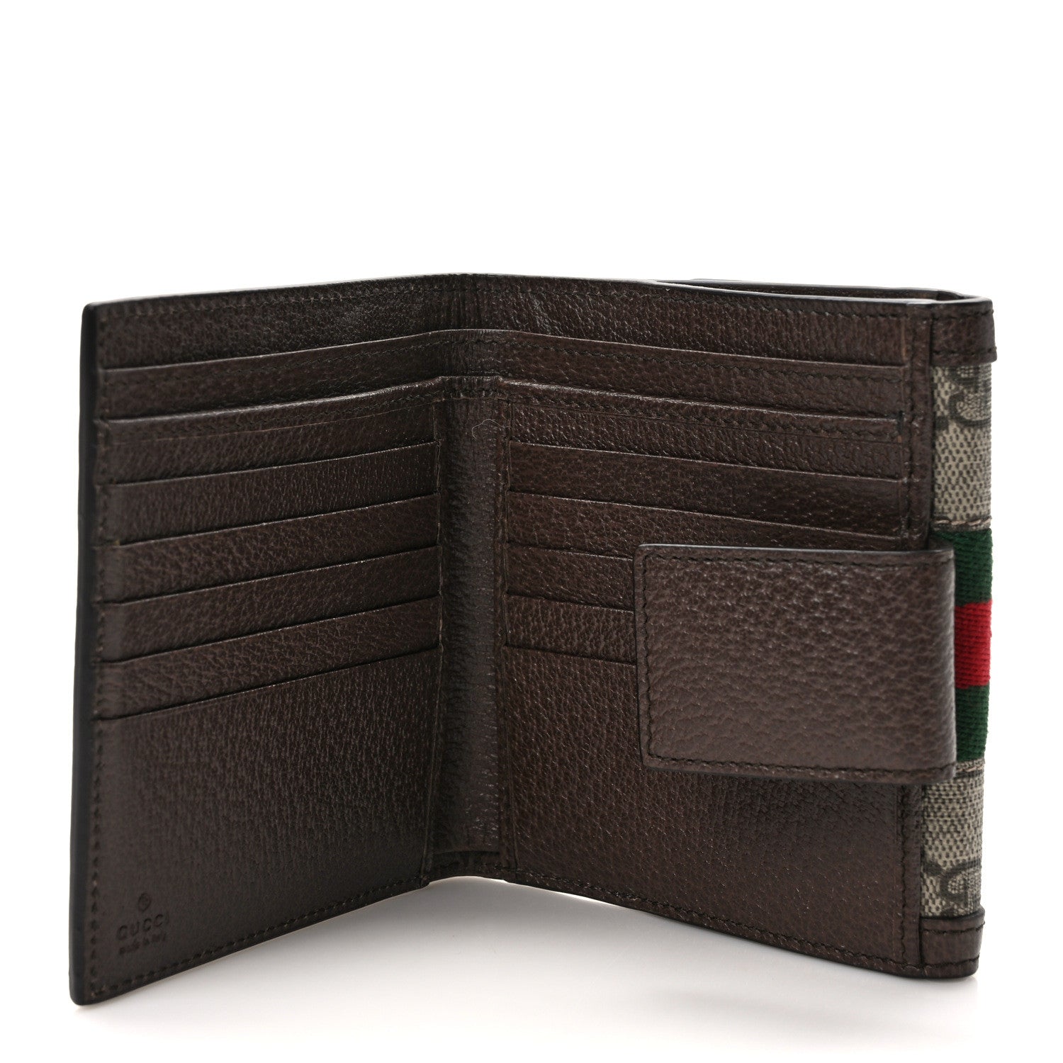 Gucci GG Supreme Monogram Web Ophidia French Flap Wallet Beige New Acero 5 of 6