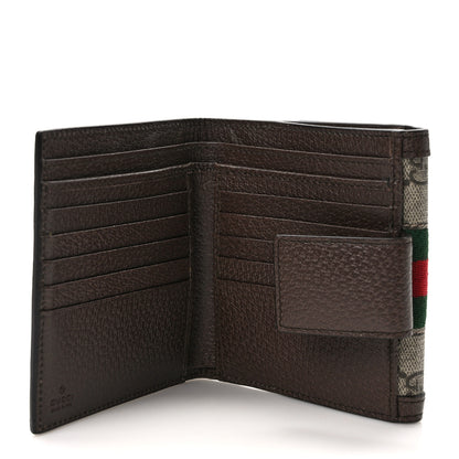 Gucci GG Supreme Monogram Web Ophidia French Flap Wallet Beige New Acero 5 of 6
