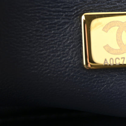 Chanel Shiny Caviar Quilted Mini Top Handle Flap Navy Blue 7 of 11