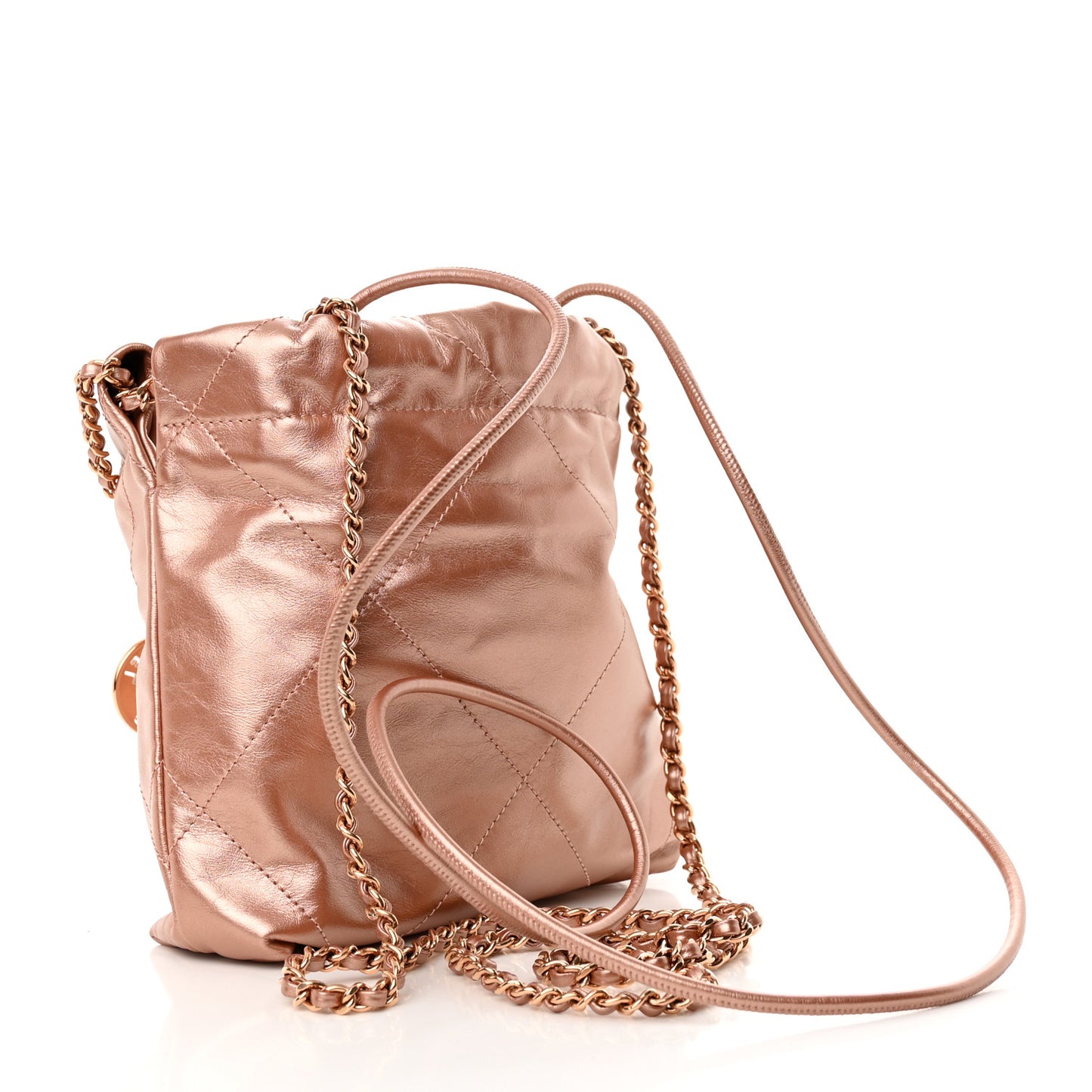 Metallic Calfskin Quilted Mini Chanel 22 Copper