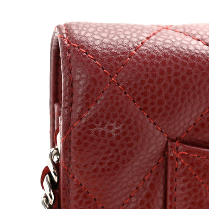 Chanel Caviar Quilted Wallet on Chain WOC Dark Red 12 of 13