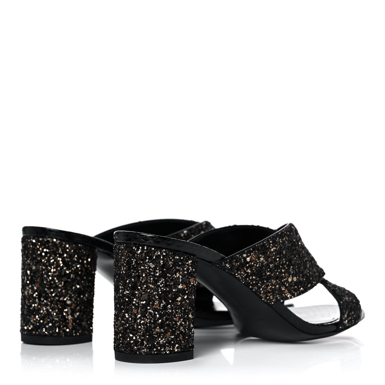 Saint Laurent Glitter LouLou 70 Mule Sandals 37 Black Gold 4 of 9