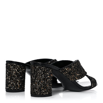 Saint Laurent Glitter LouLou 70 Mule Sandals 37 Black Gold 4 of 9