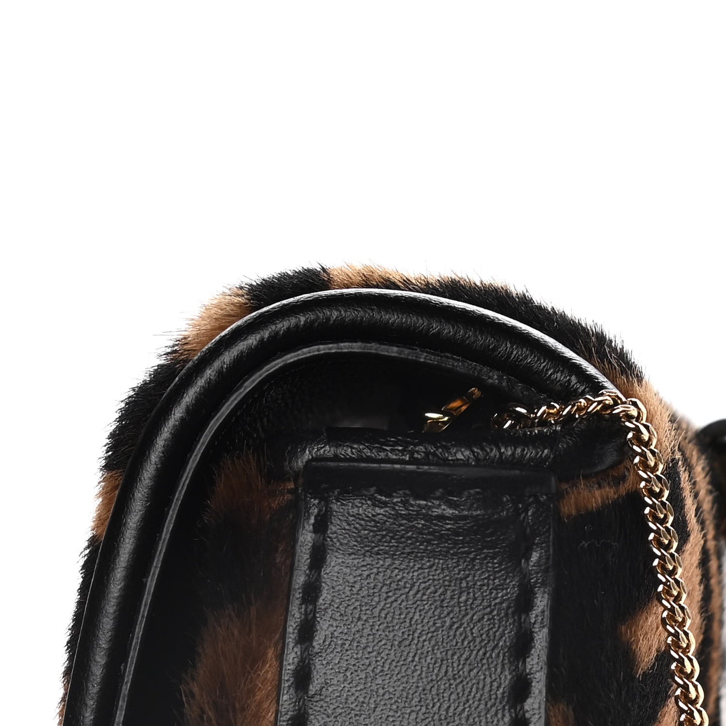 Sheared Sheepskin Vitello King FF Nano Baguette Charm Tobacco Moro Black