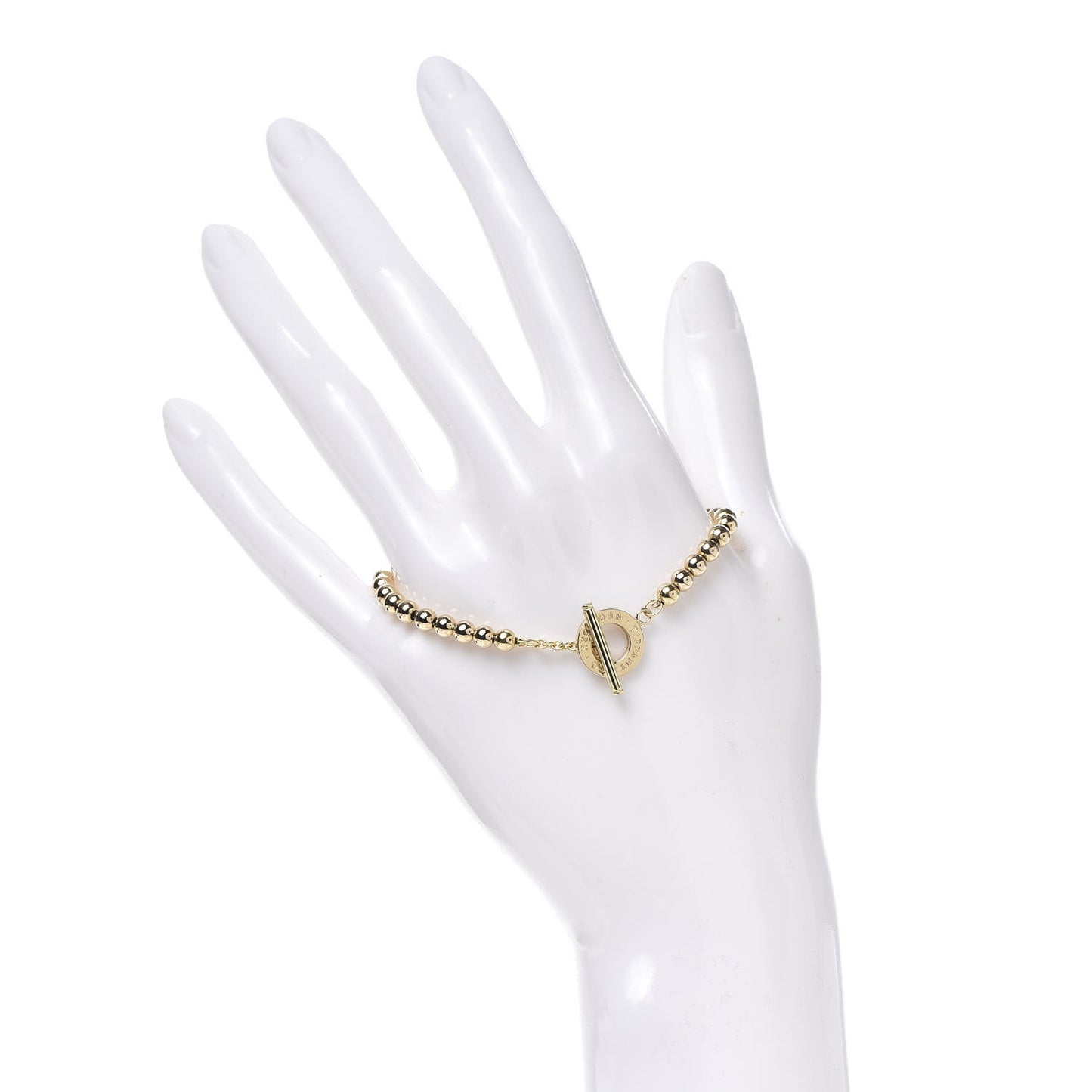 18K Yellow Gold 4mm Beads Toggle Bracelet