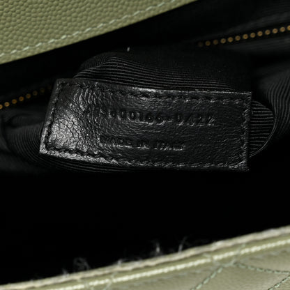 Saint Laurent Grain De Poudre Textured Mixed Matelasse Large Triquilt Monogram Satchel Light Sage 7 of 12