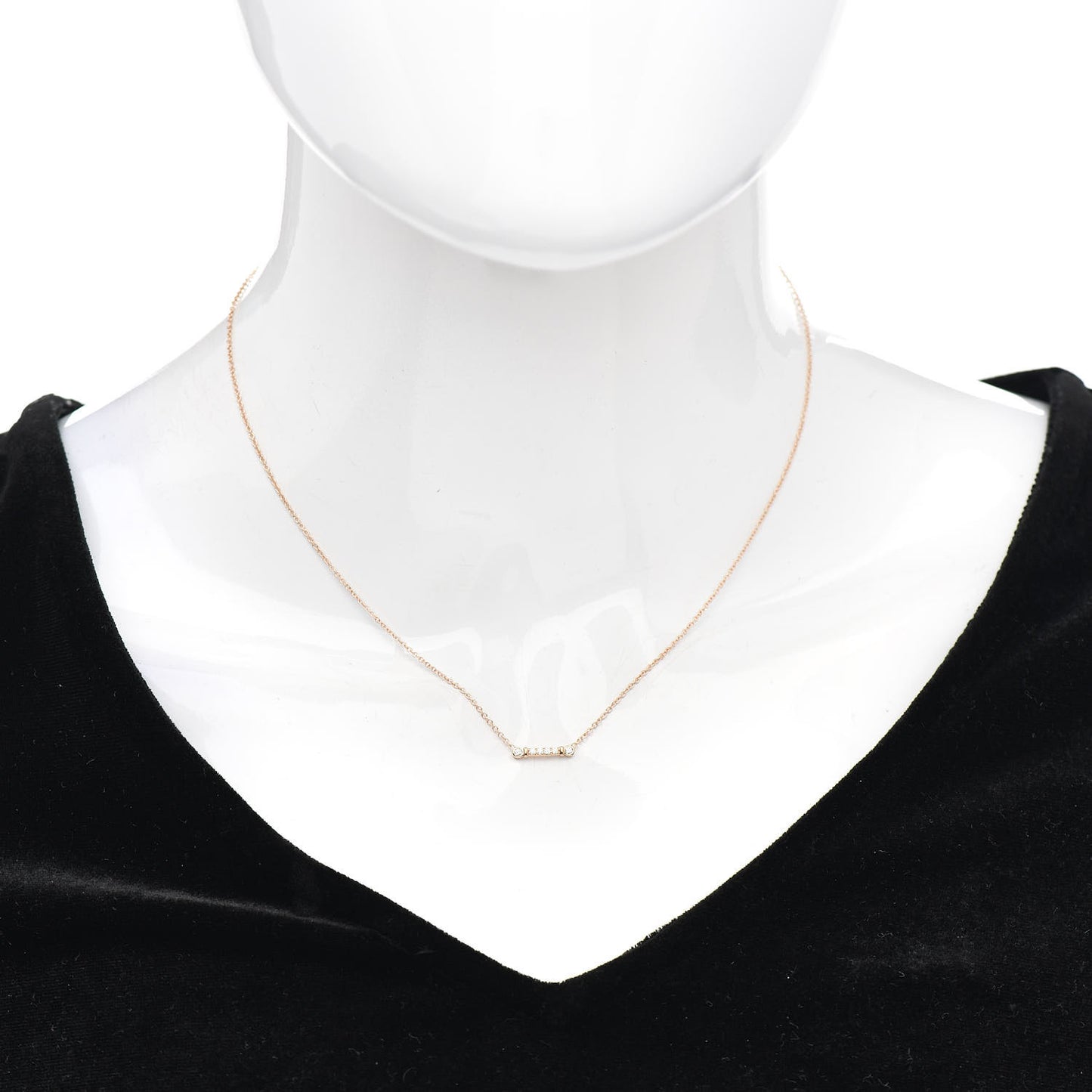 18K Rose Gold Diamond Fleur de Lis Key Bar Pendant Necklace