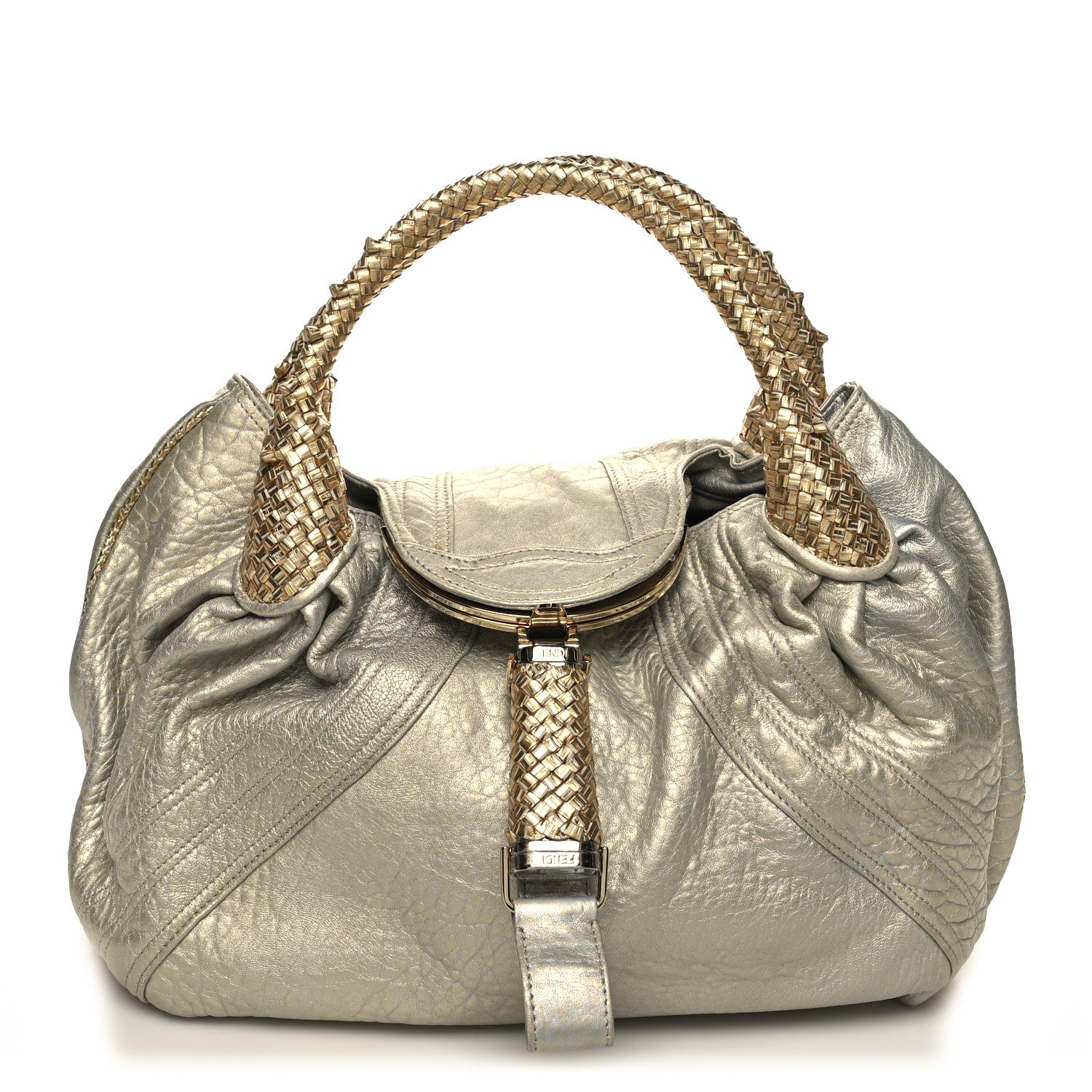 Fendi Nappa Nuvolata Bimetal Spy Oro Argento 1 of 14