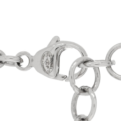 Chanel Pearl Crystal Bead CC Long Necklace Silver Blue 4 of 4