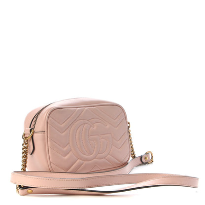 Gucci Calfskin Matelasse Mini GG Marmont Chain Shoulder Bag Perfect Pink 3 of 9