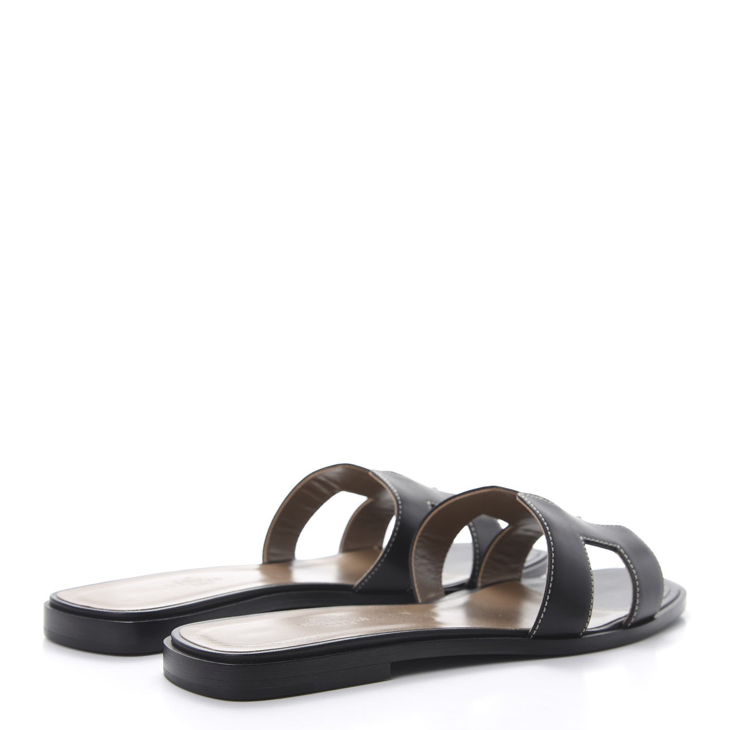 Hermes Box Calfskin Oran Sandals 40 Black 4 of 9
