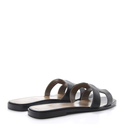 Hermes Box Calfskin Oran Sandals 40 Black 4 of 9