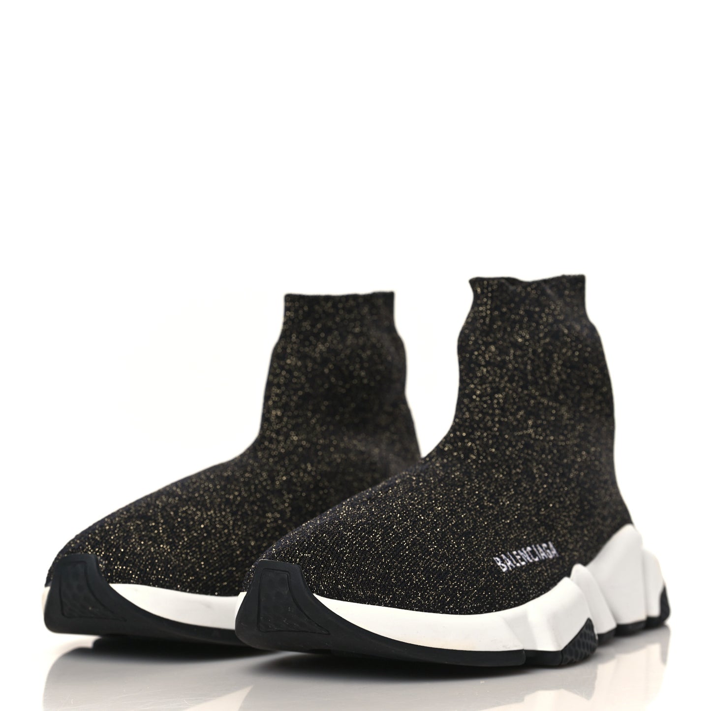 Knit Metal Womens Speed Sneakers 39 Black Gold