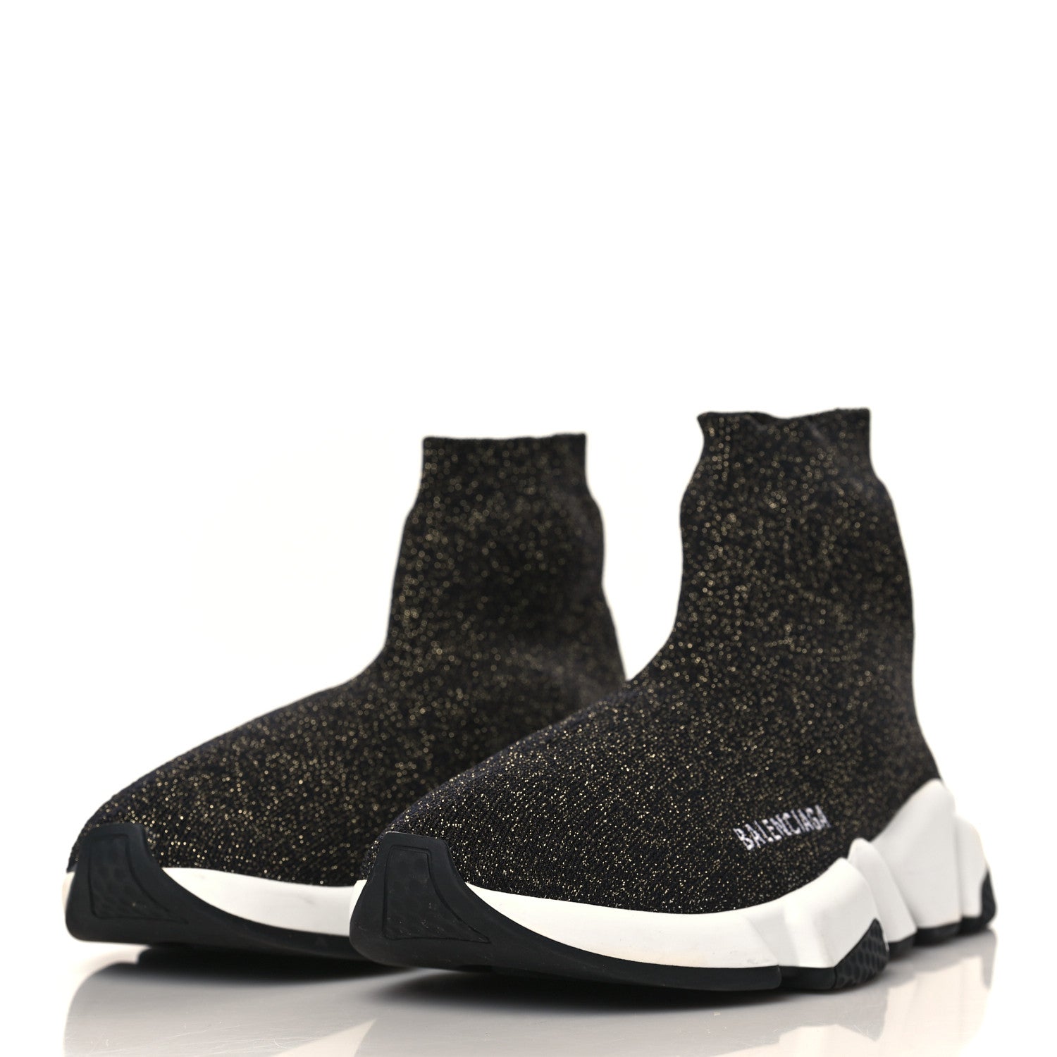 Balenciaga Knit Metal Womens Speed Sneakers 39 Black Gold 3 of 9