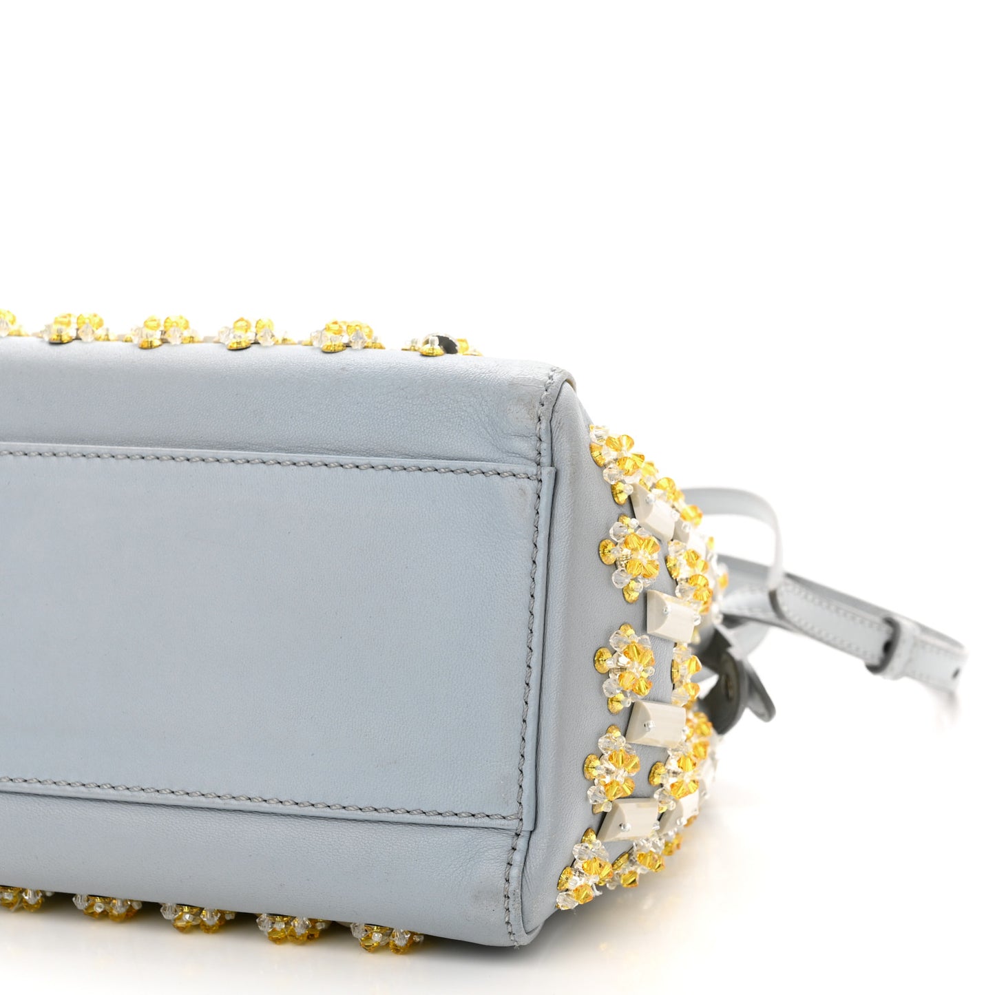 Nappa Crystal Mini Peekaboo Iconic Satchel Light Blue