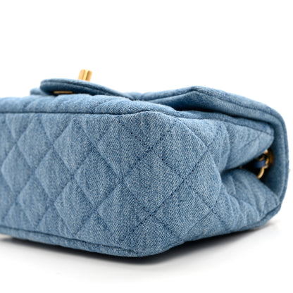 Chanel Denim Quilted Mini Pearl Crush Flap Blue 9 of 9