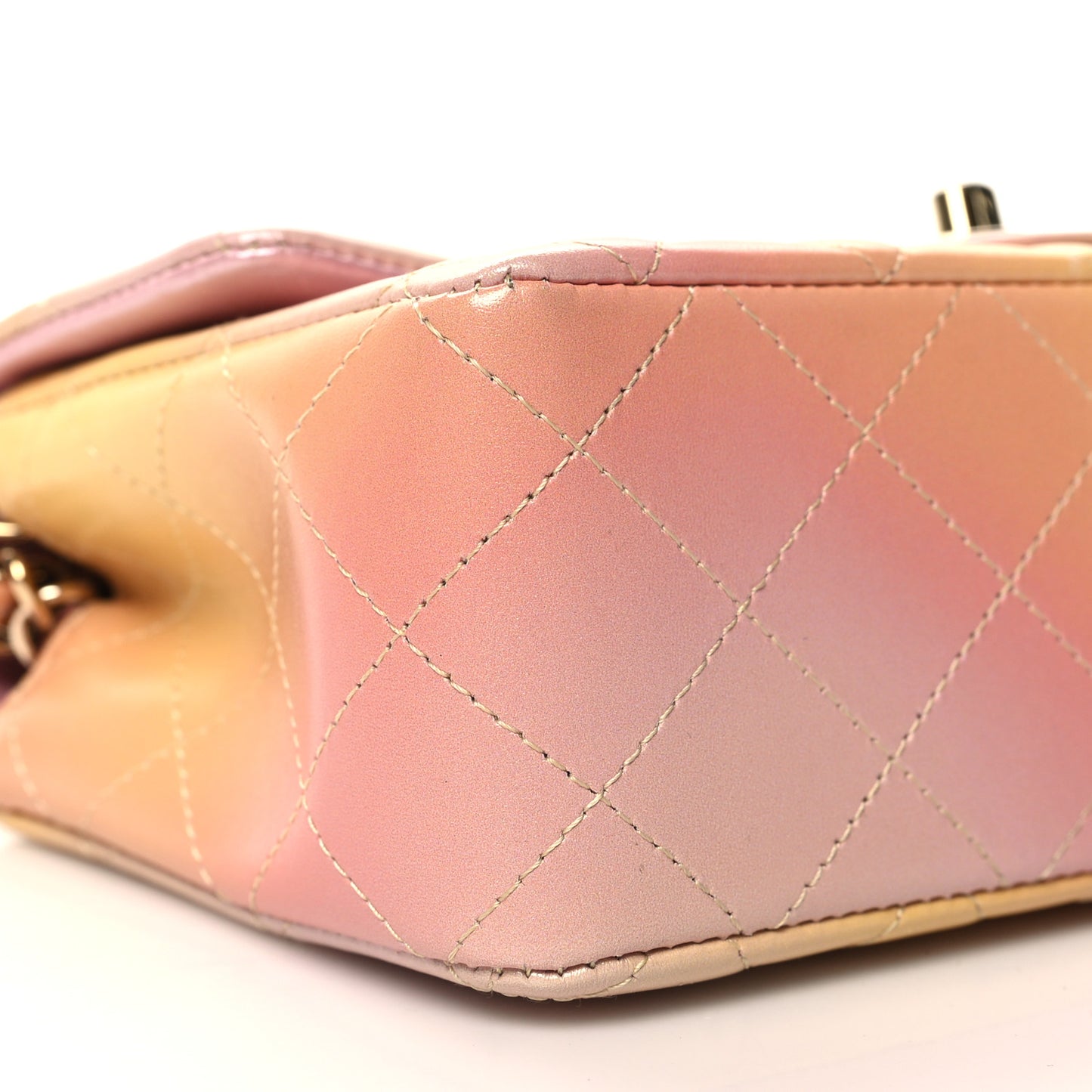 Lambskin Quilted Tie Dye Ombre Mini Rectangular Flap Yellow Multicolor