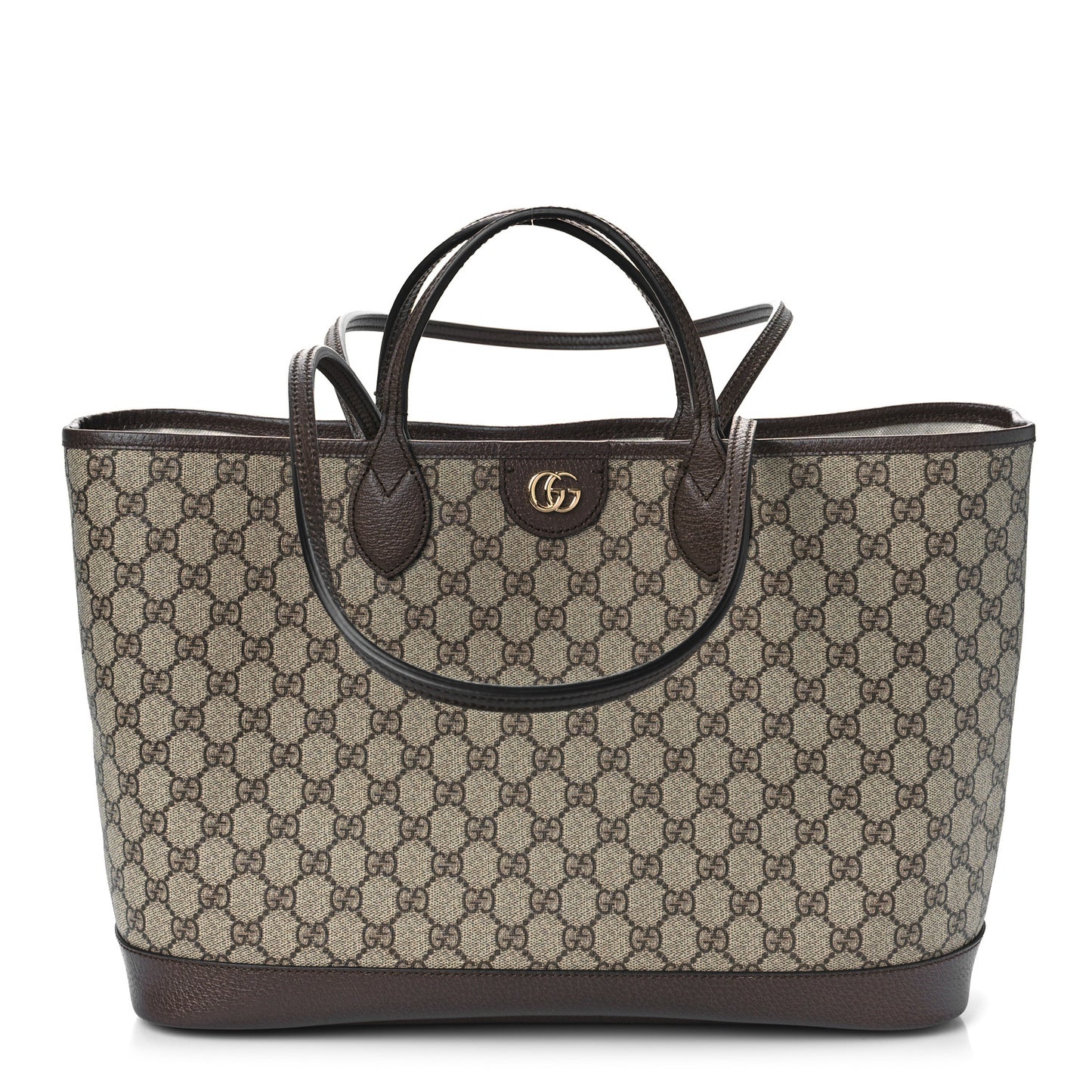 GG Supreme Monogram Textured Calfskin Medium Ophidia Shoulder Tote Bag Beige Ebony New Acero