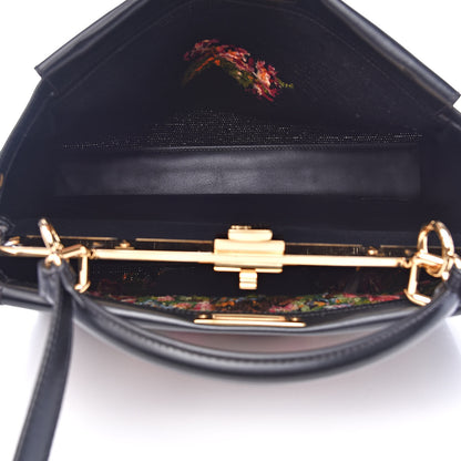 Fendi Canvas Embroidered Large Peekaboo Iconic Satchel Black Multicolor 5 of 12