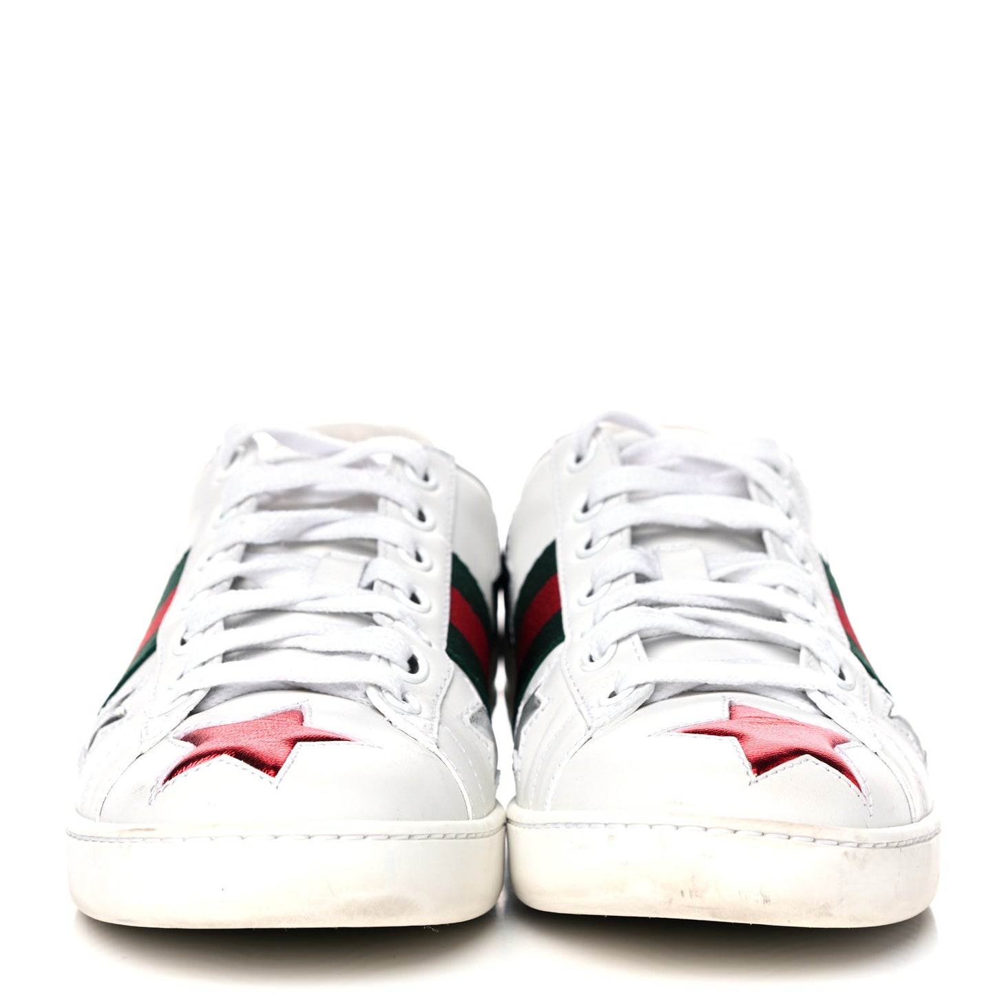 Calfskin Ayers Web Star Embroidered Womens Ace Sneakers 35.5 White Multi